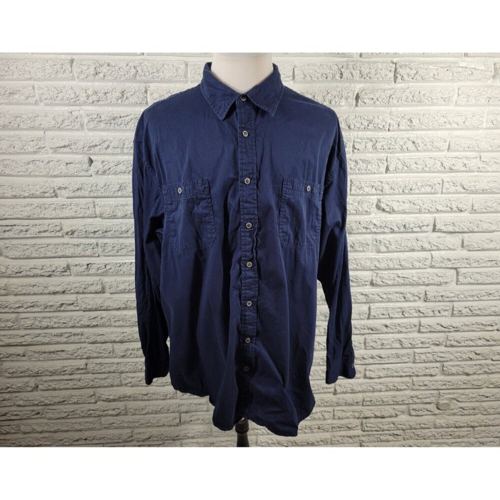 The Foundry Mens Shirt 3XL Blue Cotton Collar Long Sleeve Button Up BLU202E